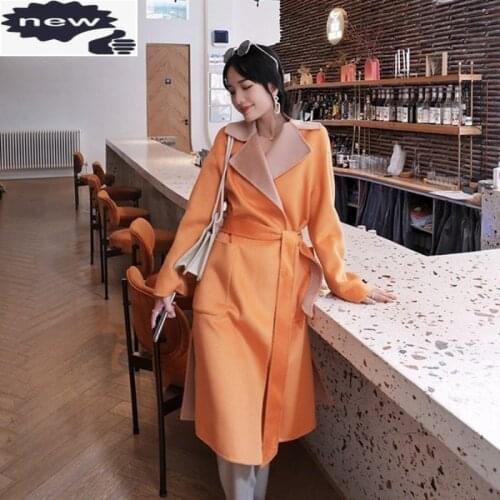 Fashion Woolen Coat 2021 Autumn Winter Elegant Office Wool Cardigan Jackets Women Solid Color Loose Maxi Long Female Overcoat