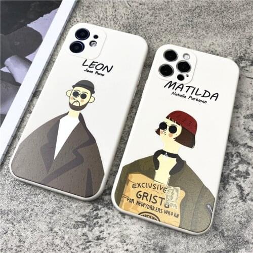 Leon Matilda soft Case For iPhone 11 12 Pro Max mini 7 8 6 6S Plus XR X XS MAX se Liquid silicon phone Cover illustration funda