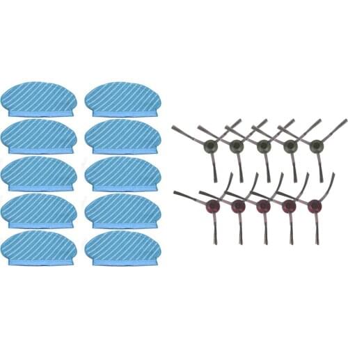 10Pcs Mop Cloth Pads Set For Ecovacs Deebot With 10Pcs For Ecovacs Deebot OZMO 950 Robot Vacuum Cleaner Side Brush
