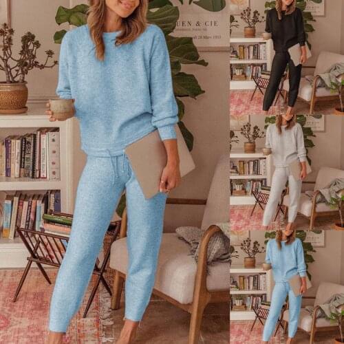 New Stylish Women Autumn Long Sleeve Blouse Leisure Sweatshirt Drawstring Pants Tracksuit Outfit