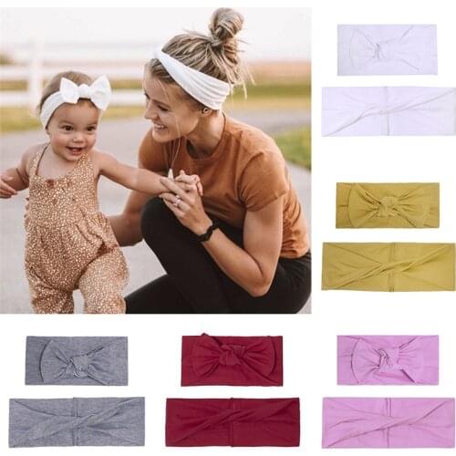 New Set Parent-Child Headband Solid Color Newborn Baby Hairband Soft Elastic Mother Girls Hair Band Turban Baby Hair Accessories