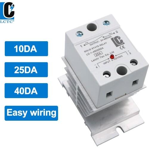 New Type 10DA 25DA 40DA Heat Sink SSR DC To AC Single Phase Solid State Relay