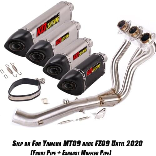 Front Stainless Link Pipe With Tail 51mm Exhaust Muffler Pipe DB Killer Full Set System Silp on For Yamaha FZ09 MT09