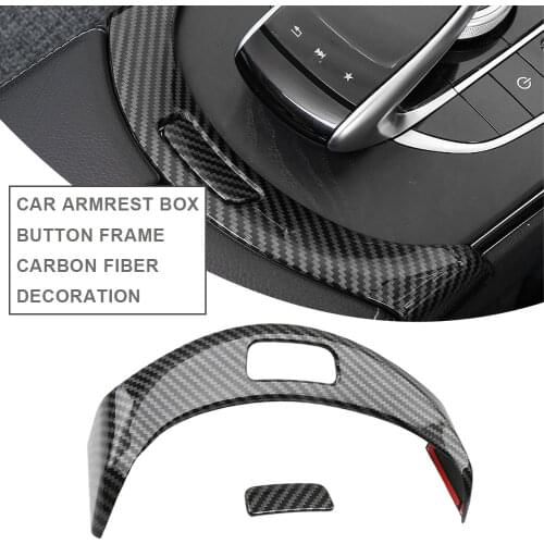 Armrest Box Button Frame Sticker for Mercedes Benz C Class W205 GLC X253 2015-2020 Car Armrest Box Switch Decorative Cover