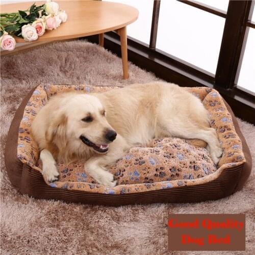 Factory Directly Soft large Pet Dog Bed kennel Warm Cozy Dog House Soft Paw print Baskets Mat Autumn Winter Waterproof Kennel