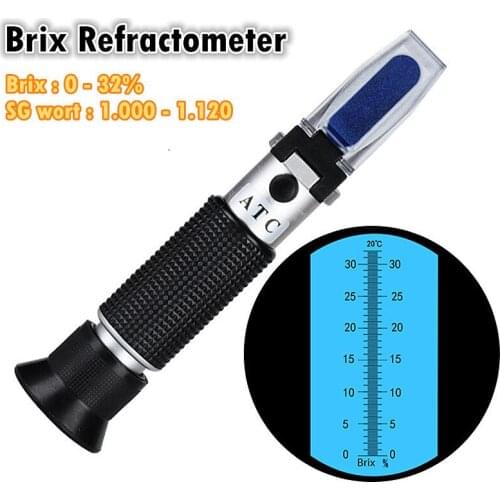 Handheld Beer Wort Wine Refractometer ATC Brix Brewing Refractometer Dual Scale - Specific Gravity 1.000-1.120 And 0-32% Brix