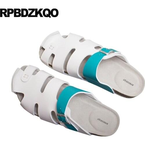 Slides Fashion Mules Plus Size 46 Closed Toe Shoes Roman Slippers Native Men Gladiator Sandals Summer Leather Slip On 45 Cork