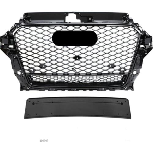 Honeycomb Grill Mesh Gloss Black for Audi A3/S3 8V 2014 2015 2016 RS3 Quattro Style Hex Mesh Front Bumper Hood Grille