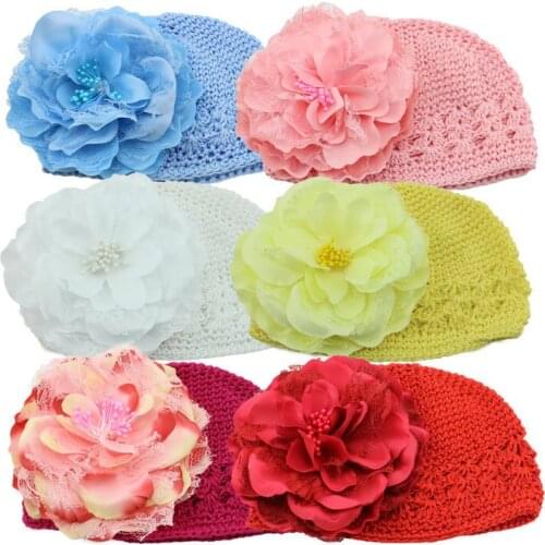 Korean Peony empty thread knitted kufi hat baby hat child Cap knitted hat Newborn Hat Baby Girl Cotton Beanie Infant Caps