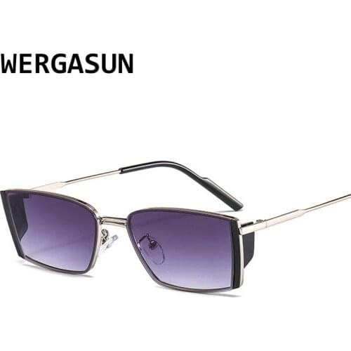 WERGASUN Small Rectangle Sunglasses Women Vintage Brand Designer Square Sun Glasses Shades Female Punk Eyeglasses UV400