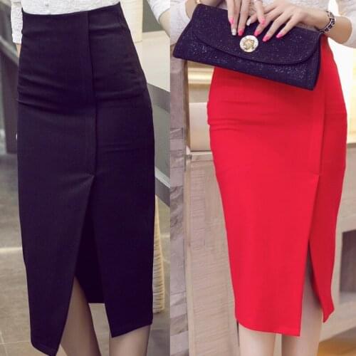New Women Slim High Waist Half-length Pencil Bag Hip Split Irregular OL Step Skirt Plus Size faldas mujer skirts S-5XL