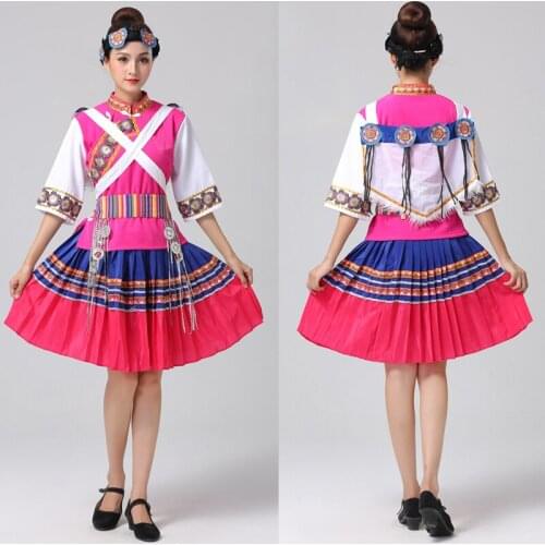 Women Hmong Miao Clothing Traditional Chinese Folk dance apparel embroidered ethnic costume Asia festival stage wear