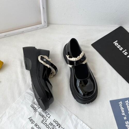 Retro British Style Small Leather Shoes Spring And Summer New All-Match Round Toe Shallow Mouth Ladies Single Shoes