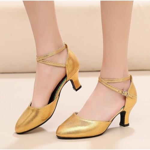 Latin Dance Shoes Women For Ladies Ballroom Tango Dancing Shoes Closed Toe Rubber Sole 5.5cm High Heels Dance Shoes Latina