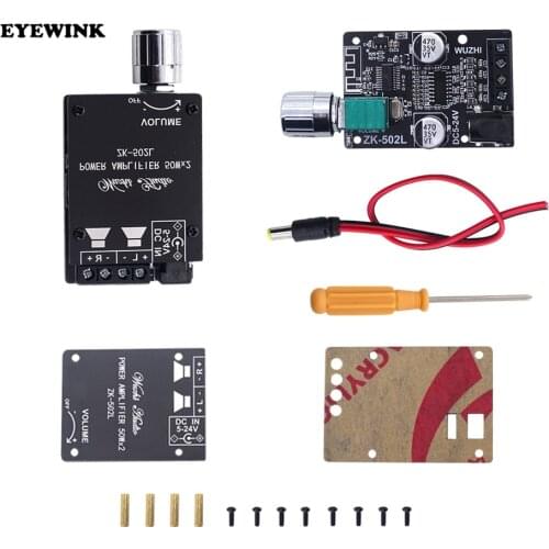 ZK-502L MINI Bluetooth 5.0 DC 5-24V Wireless Audio Digital Power amplifier Stereo board 50Wx2 Bluetooth Amp Amplificador
