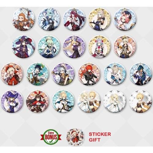 Genshin Impact Mihoyo Anime Brooch Cosplay Badge Rosaria Mondstadt Paimon Aether Lumine Amber Clothes Backpack Decoration Gifts