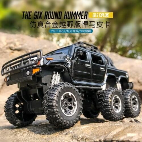 1:32 high simulation six-wheeled Hummer pickup alloy car model big wheel off-road toy car for chidren gifts