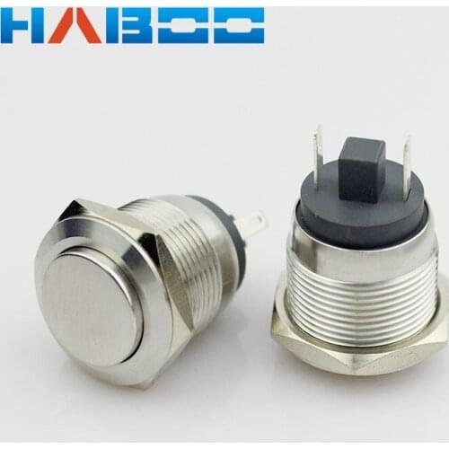 10pcs/lot diameter 19mm momentary push button switch High head 1NC cotnacts 2pins auto-reset switch