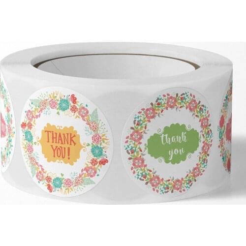 100-500pcs Flower Thank You Stickers Seal Labels for Wedding Gift Christmas Card Business Packaging Seal Stickers Stationery