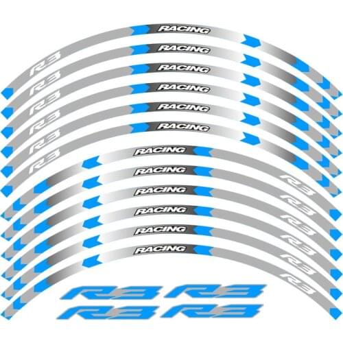 New high quality 12 Pcs Fit Motorcycle Wheel Sticker stripe Reflective Rim For YAMAHA YZF R3