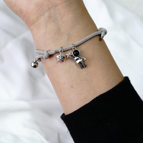 2Pcs/set Couple Bracelet Magnetic Attraction Creative Bracelet Friendship Rope Bracelet Cute Star Astronaut Bracelet for Women