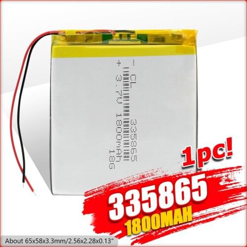 3.7V lithium polymer batteries mobile DVD Walkman GPS navigator 335865 battery 1800mAh Rechargeable Li-ion Cell Flashlight