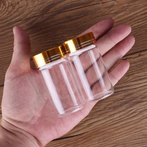 3pcs 50ml Glass Bottles with Golden Lids Spice Bottles Storage Jars Pill Container Perfume Bottles Refillable Bottles 37*70mm