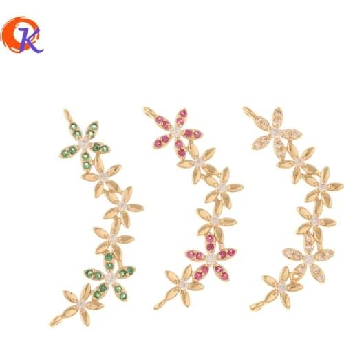 Cordial Design 40Pcs 12*31MM Jewelry Accessories/Hand Made/CZ Charms/Flower Shape/DIY Jewelry Making/Pendant For Necklace