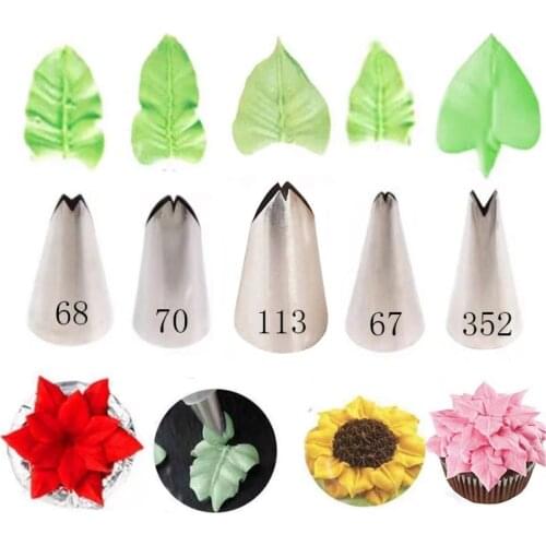 5Pcs/Set Stainless Steel Icing Piping Nozzle Cake Cream Decoration Tips Set Baking Tools Cake Decoration Accessories
