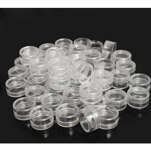 50Pcs Empty Plastic Makeup Round Storage Box Nail Art Bead Container Portable Cosmetic Cream Jar Pot Box Round Bottle Bead