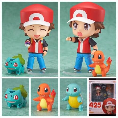 Anime Pokemon Ash Ketchum and Charmander Squirtle Bulbasaur PVC Action Figuure Collectible Model Doll Toys For Children Gift