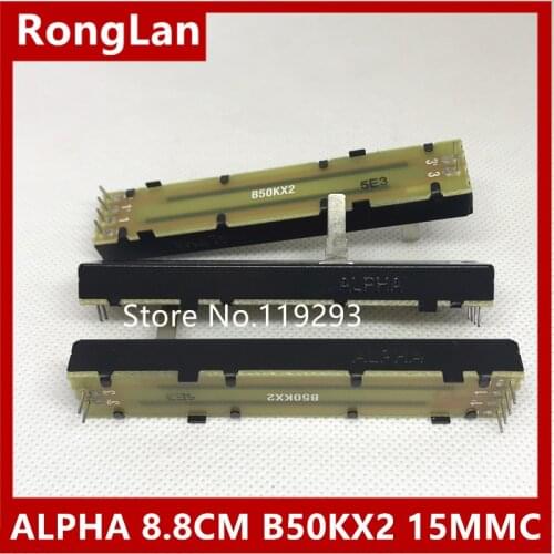 [ bella ]ALPHA original 8.8 cm 88MM away Rail Slide potentiometer B50KX2 B50K*2 15MM axes--10pcs/lot