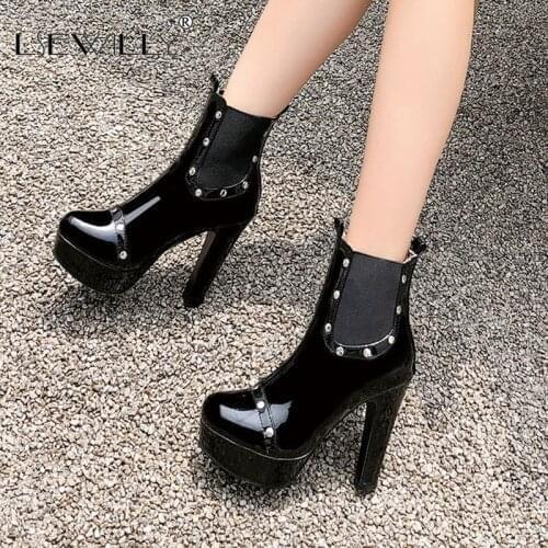 Lsewilly Martin Boots Female British Style 2021 Autumn Winter Boots Round Toe Thick Heel Red Thick High Heels Short Boots