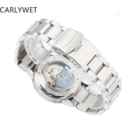 CARLYWET 22mm Silver Brushed Solid Stainless Steel Deployment Clasp For Samsung Gear S3 smart watch band Link bracelet Classic