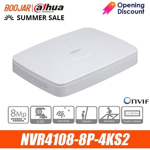 Dahua Original 4K POE NVR4108-8P-4KS2 With 8ch PoE H.265 Video Recorder Support ONVIF 2.4 SDK CGI