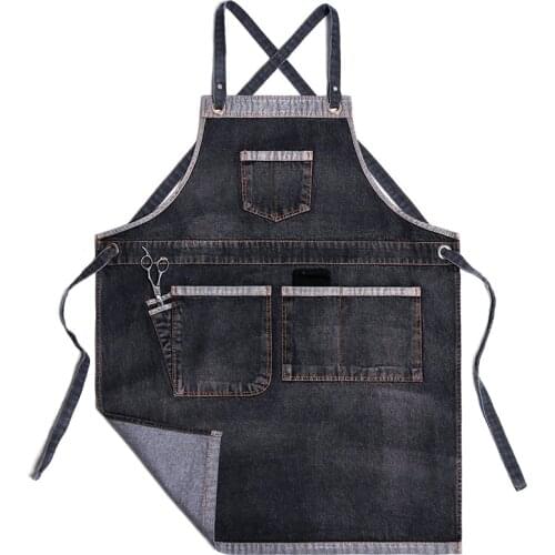 Denim apron Nordic fashion mens and womens work clothes barista milk tea shop florist waist custom logo art