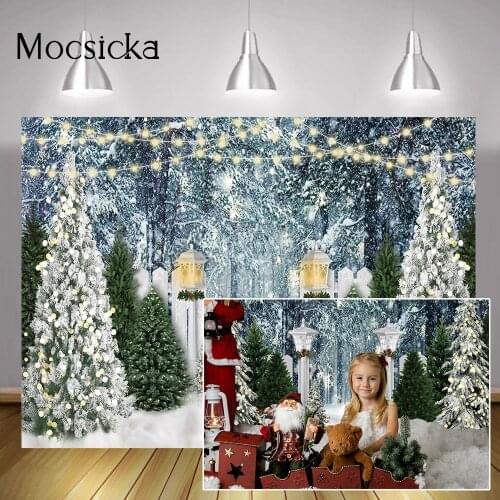 Winter Frozen Forest Scene Backdrop Christmas Pine Trees Portrait Photography Winter Snow Wonderland Kids Cake Smash Background