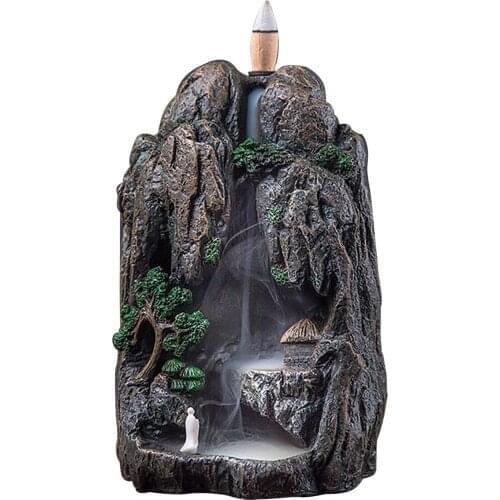 Backflow Ceramic Waterfall Incense Burner Smoke Back-flow Censer Cone Holder Craft Table Ornament Home Decor Gift
