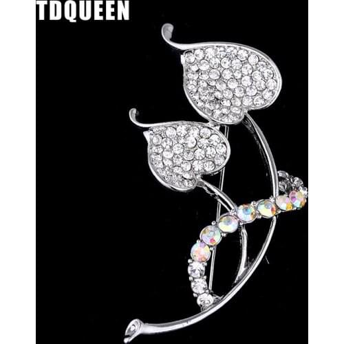 Crystal Flower Brooch Silver Plated and Gold-color Metal Fashion Pin Jewelry Brooches for Women