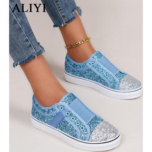 Womens Breathable Sneakers 2021 Summer Knitted Fabric Ladies Slip On Lightweight Loafers 35-43 Large-Sized Female Sport Flats