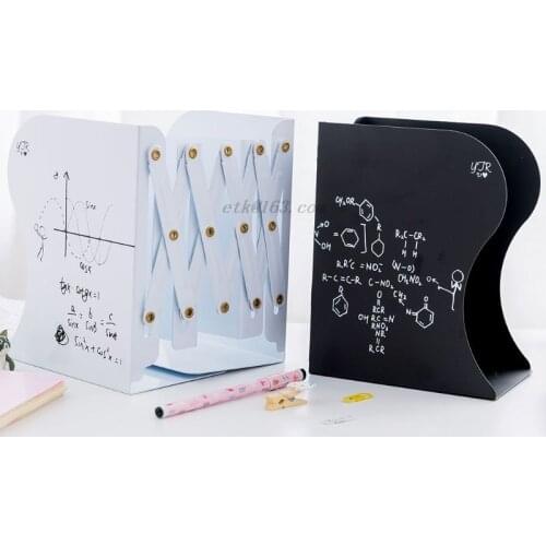 Metal Retractable Bookends Support Stand Holder Shelf Adjustable Bookrack Office