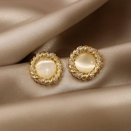 Fashion Gem Simple Round Earrings For Women Rhinestone Party Earring Gift