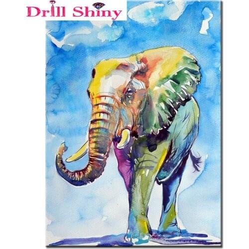 Drill Shiny DIY Full Square Animals Series Diamond Mosaic Embroidery Needle Craft Wall Decor 5D Diamond Painting Elephant