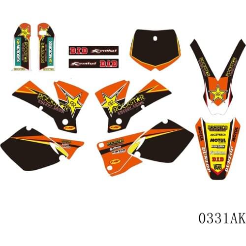 Full Graphics Decals Stickers Motorcycle Background Custom Number Name For KTM SX 125 250 380 400 525 2001 2002