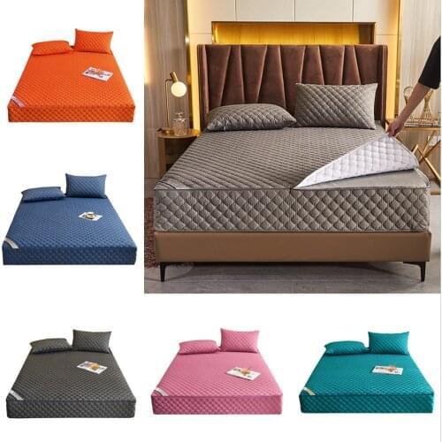 New Thicken Quilted Mattress Cover With Zipper Bedspread Mattress Cover Soft King Queen Tatami Bed Fitted Sheet Customizable