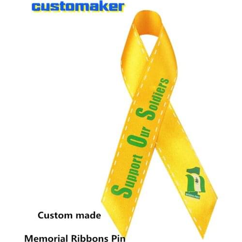 Personalized Party Events Memorial ribbon pinned baptism favors fundraiser remembrance ribbons custom awareness ribbons pin