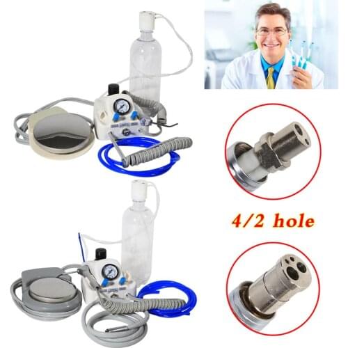 2/4 Hole Portable Air Turbine Unit Control Air 3 Water Bottle Syringe Foot Switch Work With Compressor Dental Tool
