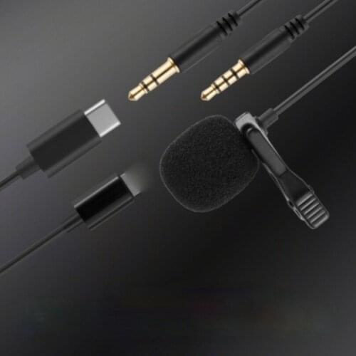 1.5m Portable Clip-on Lapel Lavalier Microphone 3.5mm Jack Mini Wired Mic Condenser Microfono for iPhone Samsung Smartphone PC