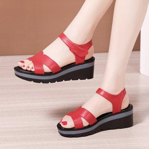 Big Size 33-43 Platform Sandals Women Shoes Summer 2021 Medium Heel Wedges Sandals Ladies Office Sandal Shoes