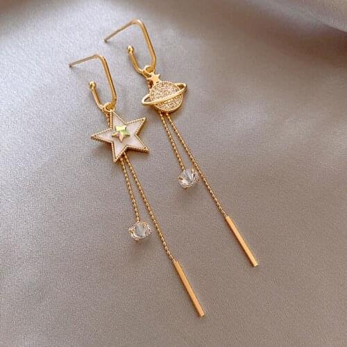 Planet Tassel Earrings Classic Earrings for Woman Korean Fashion Jewelry Luxury Party Girls Unusual Earrings Elegant Lady